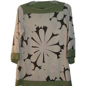 Vintage Cocomo 3/4 Sleeve Women Top Floral Med Hippy Colorful Retro 70s See Note